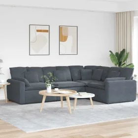 Sofá modular con cojines terciopelo gris oscuro de , Unidades para sofás seccionales - Ref: Foro24-3321160, Precio: 897,93 €,...
