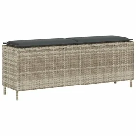 Banco jardín con cojín ratán sintético gris claro 110x30x40,5cm de , Bancos de jardín - Ref: Foro24-4104159, Precio: 89,15 €,...