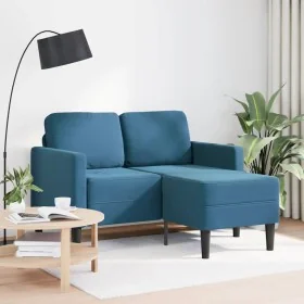 Sofá 2 plazas con chaise longue en forma L azul 125 cm de , Sofás - Ref: Foro24-4107068, Precio: 211,92 €, Descuento: %