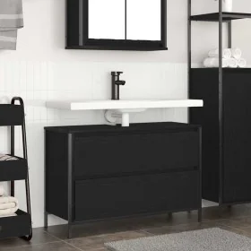 Mueble de baño con lavabo y cajones roble negro 90x34,5x60 cm de , Tocadores de baño - Ref: Foro24-861877, Precio: 86,56 €, D...