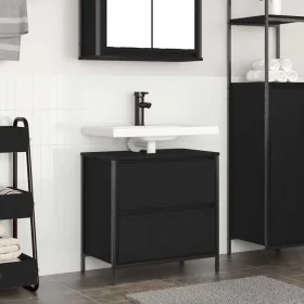 Mueble de baño con lavabo y cajones roble negro 60x34,5x60 cm de , Tocadores de baño - Ref: Foro24-861882, Precio: 74,21 €, D...