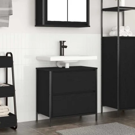 Mueble de baño con lavabo y cajones roble negro 60x34,5x60 cm de , Tocadores de baño - Ref: Foro24-861882, Precio: 74,21 €, D...