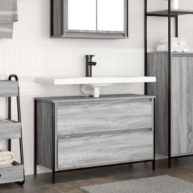 Mueble de baño con lavabo y cajones gris Sonoma 90x34,5x60 cm de , Tocadores de baño - Ref: Foro24-861880, Precio: 79,05 €, D...