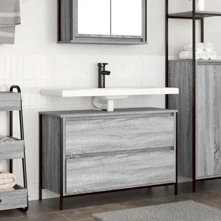 Mueble de baño con lavabo y cajones gris Sonoma 90x34,5x60 cm de , Tocadores de baño - Ref: Foro24-861880, Precio: 79,05 €, D...