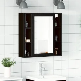 Armario de baño con espejo de madera de roble negro 60x16x60 cm de , Tocadores de baño - Ref: Foro24-862228, Precio: 64,18 €,...