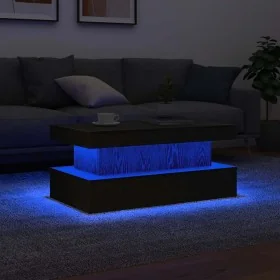 Mesa de centro con luces LED roble negro 90x50x40 cm by , Coffee table - Ref: Foro24-862256, Price: 97,47 €, Discount: %