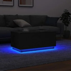 Mesa de centro con luces LED roble negro 90x49x40 cm de , Mesas de centro - Ref: Foro24-862254, Precio: 112,46 €, Descuento: %
