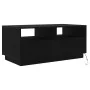 Mesa de centro con luces LED roble negro 90x49x40 cm de , Mesas de centro - Ref: Foro24-862254, Precio: 112,46 €, Descuento: %