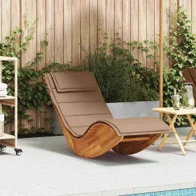 Tumbona mecedora con cojín de madera maciza de acacia by , Loungers - Ref: Foro24-4103885, Price: 181,11 €, Discount: %