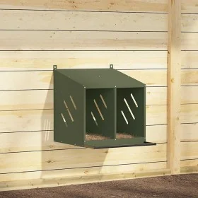 Nido para gallinas con 2 compartimentos de metal verde oliva de , Jaulas y habitáculos para animales pequeños - Ref: Foro24-8...