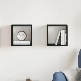 Estantes cubo de pared 2 uds madera roble negro 30x15x30 cm de , Estantes y estanterías - Ref: Foro24-862055, Precio: 25,79 €...
