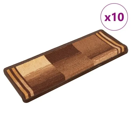 Alfombrillas de escalera autoadhesivas 10 uds marrón 65x21x4 cm de , Alfombrillas para escalones - Ref: Foro24-149845, Precio...