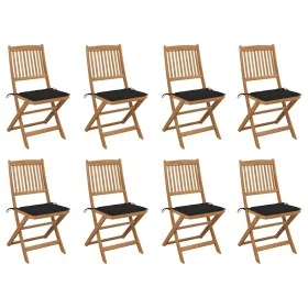 Sillas de jardín plegables 8 uds y cojines madera maciza acacia de , Sillas de jardín - Ref: Foro24-3075120, Precio: 427,63 €...