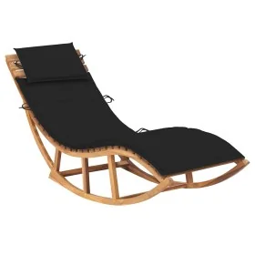 Tumbona mecedora con cojín madera maciza de teca de , Tumbonas - Ref: Foro24-3063340, Precio: 342,18 €, Descuento: %