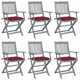Sillas de jardín plegables 6 uds cojines madera maciza acacia by , Garden chairs - Ref: Foro24-3065431, Price: 295,45 €, Disc...