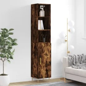Aparador de madera contrachapada roble ahumado 34,5x34x180 cm by , Sideboards - Ref: Foro24-3189626, Price: 80,15 €, Discount: %