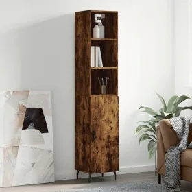 Aparador de madera contrachapada roble ahumado 34,5x34x180 cm de , Aparadores - Ref: Foro24-3189658, Precio: 106,94 €, Descue...