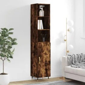 Aparador de madera contrachapada roble ahumado 34,5x34x180 cm de , Aparadores - Ref: Foro24-3189618, Precio: 89,70 €, Descuen...