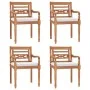 Juego comedor de jardín 5 pzas y cojines blancos madera de teca de , Conjuntos de jardín - Ref: Foro24-3155979, Precio: 676,0...