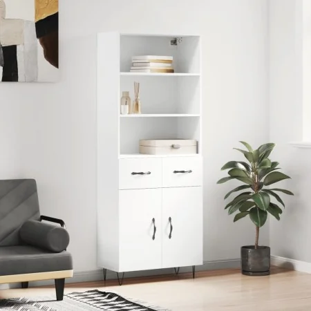 Aparador alto madera contrachapada blanco 69,5x34x180 cm by , Sideboards - Ref: Foro24-3200545, Price: 157,64 €, Discount: %