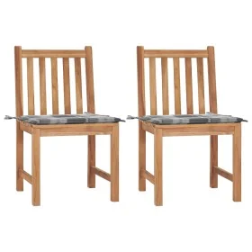 Sillas de jardín 2 unidades madera maciza de teca con cojines de , Sillas de jardín - Ref: Foro24-3062930, Precio: 227,78 €, ...