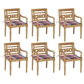 Sillas Batavia 6 unidades madera maciza de teca con cojines de , Sillas de jardín - Ref: Foro24-3073335, Precio: 730,04 €, De...