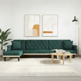 Sofá cama en forma de L terciopelo verde oscuro 271x140x70 cm de , Sofás - Ref: Foro24-3157278, Precio: 472,53 €, Descuento: %