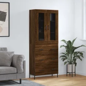 Aparador alto madera contrachapada marrón roble 69,5x34x180 cm de , Aparadores - Ref: Foro24-3198416, Precio: 205,35 €, Descu...