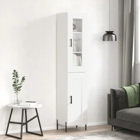 Aparador alto madera contrachapada blanco brillo 34,5x34x180 cm de , Aparadores - Ref: Foro24-3199499, Precio: 117,16 €, Desc...