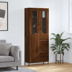High sideboard plywood brown oak 69.5x34x180 cm by , Sideboards - Ref: Foro24-3198480, Price: 203,79 €, Discount: %