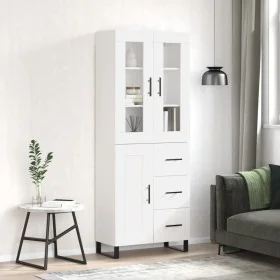 Aparador alto madera contrachapada blanco brillo 69,5x34x180 cm de , Aparadores - Ref: Foro24-3198683, Precio: 203,75 €, Desc...