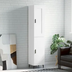 Aparador alto madera contrachapada blanco 34,5x34x180 cm de , Aparadores - Ref: Foro24-3200145, Precio: 109,99 €, Descuento: %