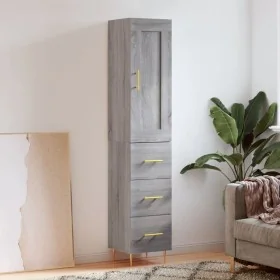 Aparador alto madera contrachapada gris Sonoma 34,5x34x180 cm by , Sideboards - Ref: Foro24-3200191, Price: 113,26 €, Discoun...