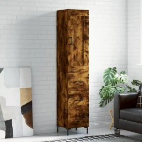 Aparador de madera contrachapada roble ahumado 34,5x34x180 cm de , Aparadores - Ref: Foro24-3200198, Precio: 114,15 €, Descue...