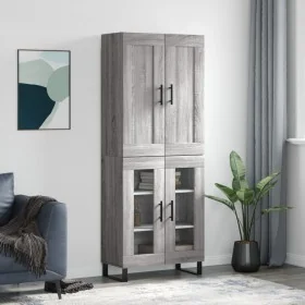 Aparador alto madera contrachapada gris sonoma 69,5x34x180 cm de , Aparadores - Ref: Foro24-3199647, Precio: 155,73 €, Descue...