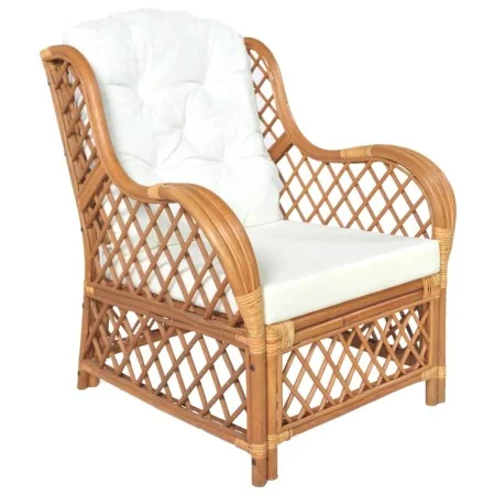 Sofá con cojín ratán natural y lino marrón claro by , Sofas - Ref: Foro24-325471, Price: 274,79 €, Discount: %