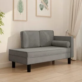 Sofá diván con cojines y cojín de cabeza terciopelo gris claro de , Sofás - Ref: Foro24-340703, Precio: 142,65 €, Descuento: %