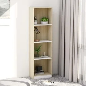 Estantería 4 niveles contrachapada blanca y Sonoma 40x24x142 cm de , Librerías y estanterías - Ref: Foro24-800842, Precio: 72...