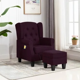 Sillón de masaje con reposapiés tela morado de , Sillones de masaje eléctricos - Ref: Foro24-320168, Precio: 216,57 €, Descue...