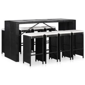 Juego de comedor de jardín 9 piezas ratán sintético negro de , Conjuntos de jardín - Ref: Foro24-43966, Precio: 559,83 €, Des...