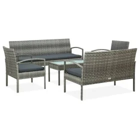 Set de muebles de jardín 5 pzas y cojines ratán sintético gris de , Conjuntos de jardín - Ref: Foro24-45790, Precio: 317,32 €...
