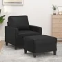 Sillón con taburete cuero sintético negro 60 cm de , Sofás - Ref: Foro24-3201019, Precio: 179,82 €, Descuento: %