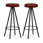 Set muebles de bar 3 pzas madera maciza reciclada cuero genuino de , muebles para cocinas y comedores - Ref: Foro24-275139, P...