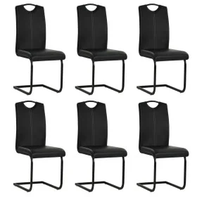 Sillas de comedor voladizas 6 unidades cuero sintético negro de , Sillas de comedor - Ref: Foro24-275463, Precio: 421,83 €, D...