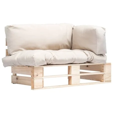 Sofá de jardín de palets con cojines color arena madera de pino by , Outdoor sofas - Ref: Foro24-277479, Price: 129,52 €, Dis...