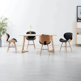 Sillas de comedor 4 uds cuero sintético y madera curvada negro de , Sillas de comedor - Ref: Foro24-279505, Precio: 418,78 €,...