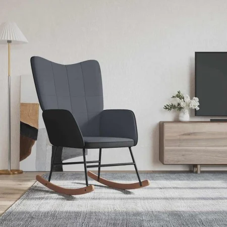 Silla mecedora de terciopelo y PVC gris oscuro de , Mecedoras - Ref: Foro24-327876, Precio: 102,33 €, Descuento: %