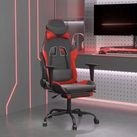 Silla gaming de masaje y reposapiés cuero sintético negro rojo de , Sillones para videojuegos - Ref: Foro24-345412, Precio: 1...