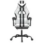 Silla gaming giratoria reposapiés cuero sintético blanco negro by , Gaming chairs - Ref: Foro24-349541, Price: 113,27 €, Disc...