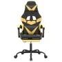 Silla gaming giratoria reposapiés cuero sintético negro dorado de , Sillones para videojuegos - Ref: Foro24-349557, Precio: 1...